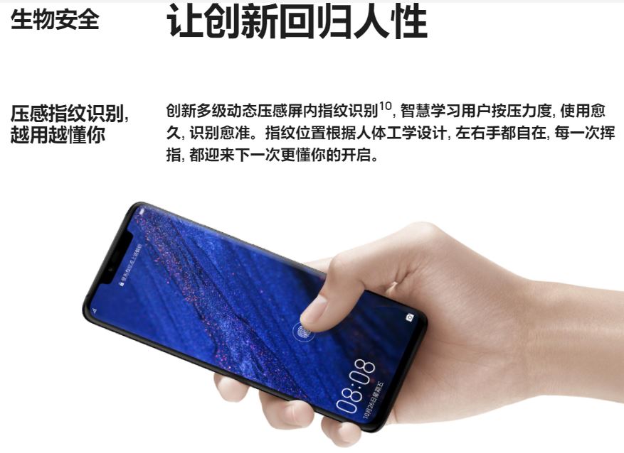 Huawei mate 20 pro 内嵌指纹识别