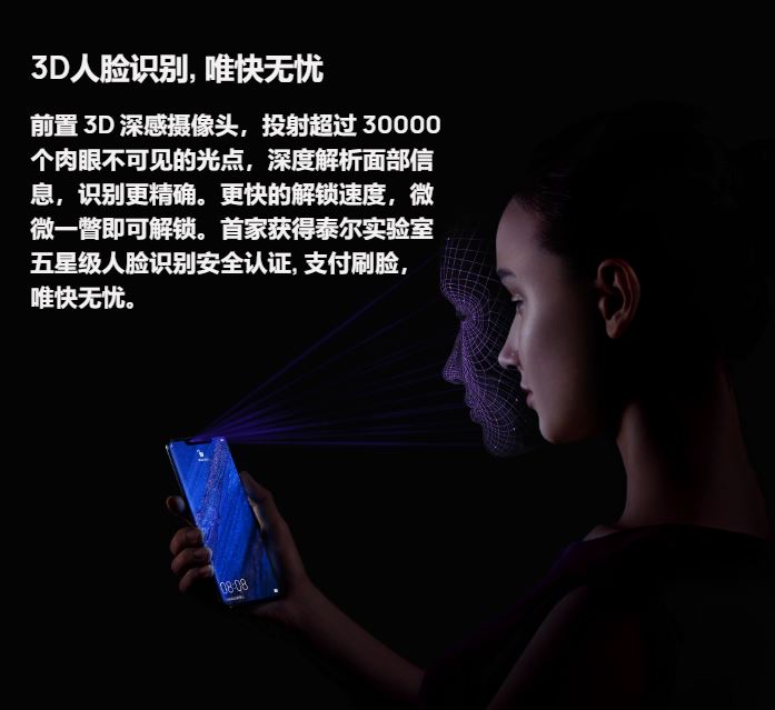 Huawei mate 20 pro 人脸识别功能